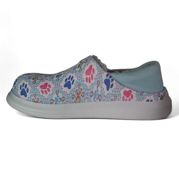 The Animal Rescue Site Greater Good Paw Print Faux Fur Lined Slippers Women's 10 - Picture 6 of 13